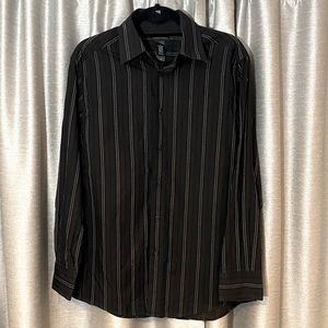 Axcess Black Striped Long Sleeve Dress Shirt